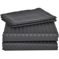 thumbnail image 1 of Hotel Soft 600-Thread Count Soft Egyptian Cotton Easy Care 4-PCs Sheet Set Fit upto 9-12" Inch Deep Pockets Stripe Pattern ( Twin, Dark Grey ), 1 of 1