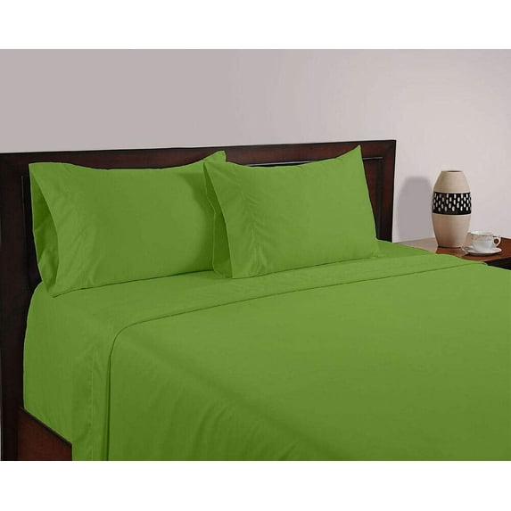 Hotel Soft 600-Thread Count Soft Egyptian Cotton Easy Care 6-PCs Sheet Set Fit upto 9-12" Inch Deep Pockets Solid Pattern ( King, Sage Green )