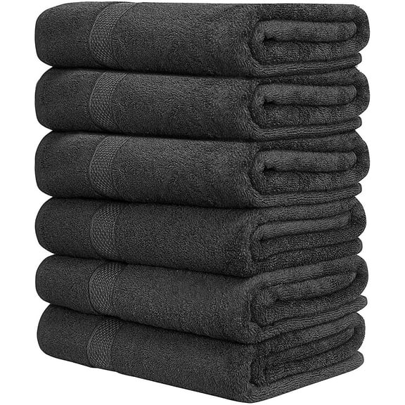 Hotel & Spa 100% Cotton Bath Towels Pack of 6, Ultra Soft, Quick Dry, Lightweight, Highly Absorbent, Perfect for Face, Hands, Spa, Gym, Hotel, Resort & Daily Use - Grey (24" x 48")