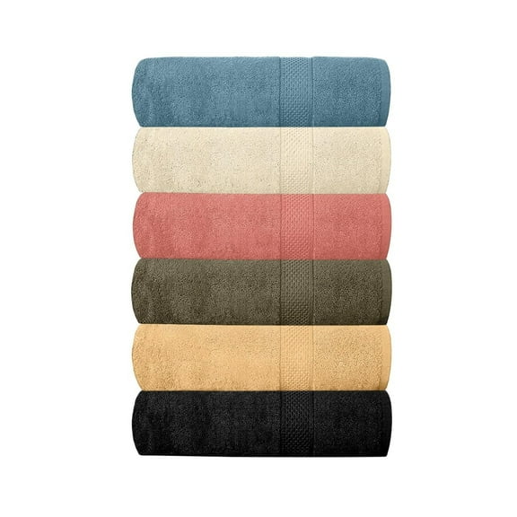 Hotel & Spa 100% Cotton Bath Towels Pack of 6, Ultra Soft, Quick Dry, Lightweight, Highly Absorbent, Perfect for Shower, Spa, Gym, Pool, Hotel, Resort & Daily Use (Multi-Color - 24" x 48")
