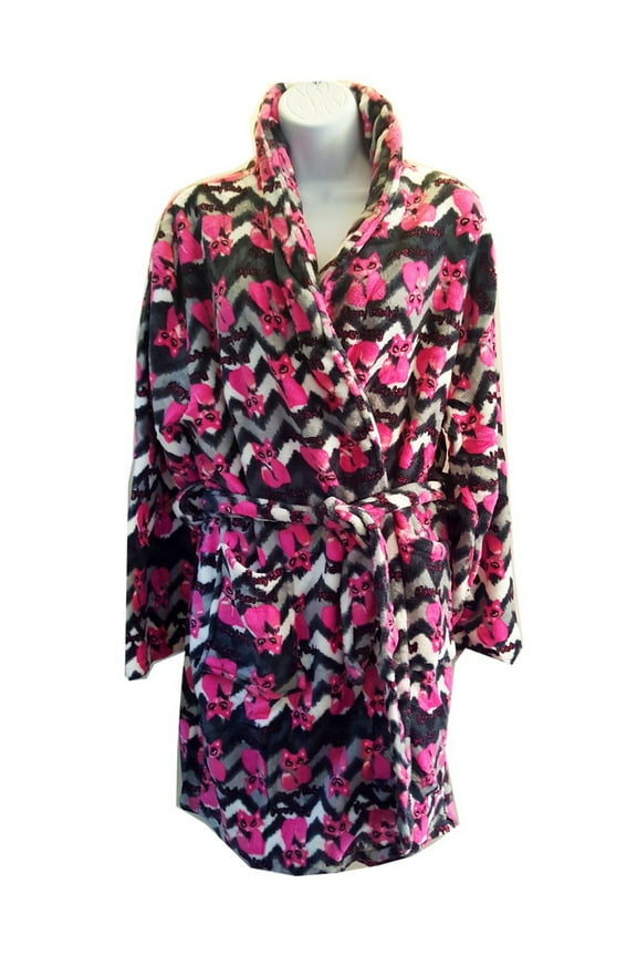 Ladies' Plus Robe Foxy Lady One Size - Pink/Gray/White