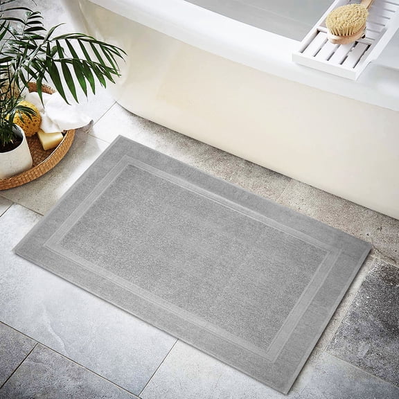 Premium Cotton Banded Light Grey Bath Mats Pack of 2, 22x34 inches [Not a Bathroom Rug] - Infinitee Xclusives