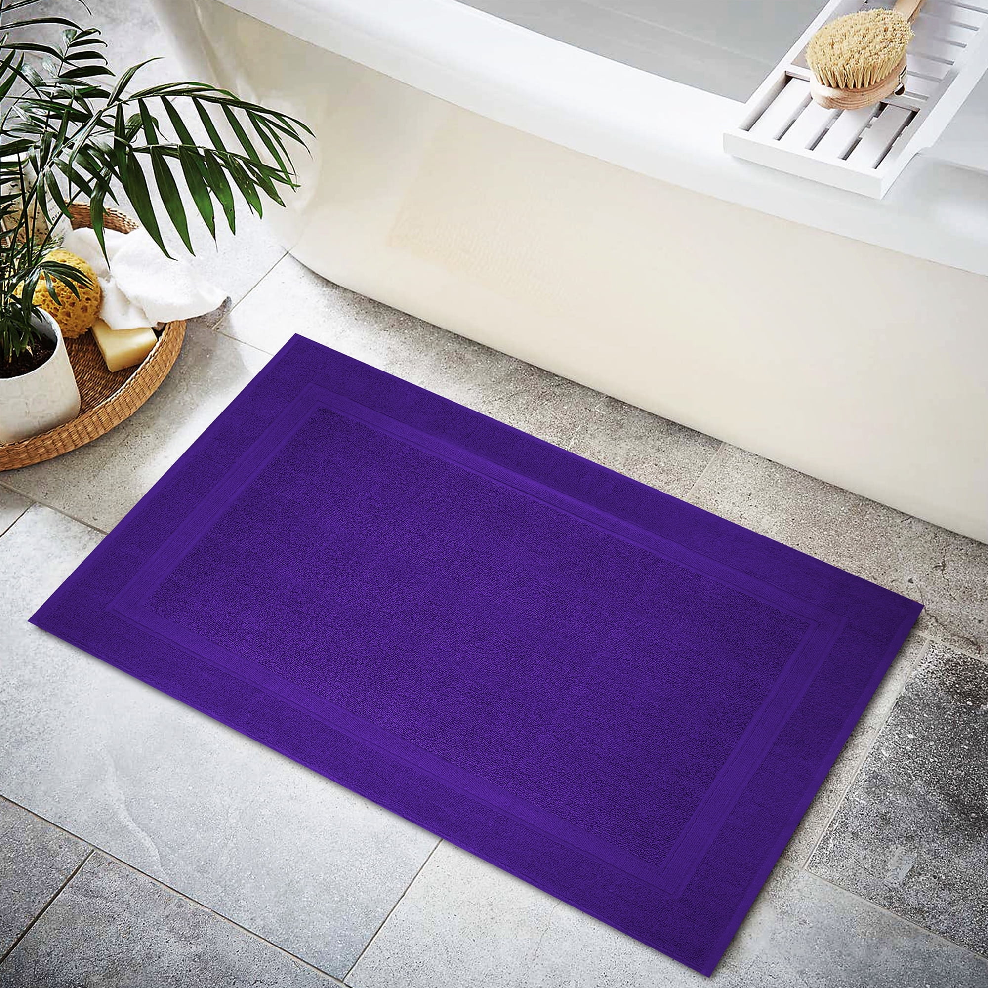 Premium Cotton Banded Purple Bath Mats Pack of 2, 22x34 inches