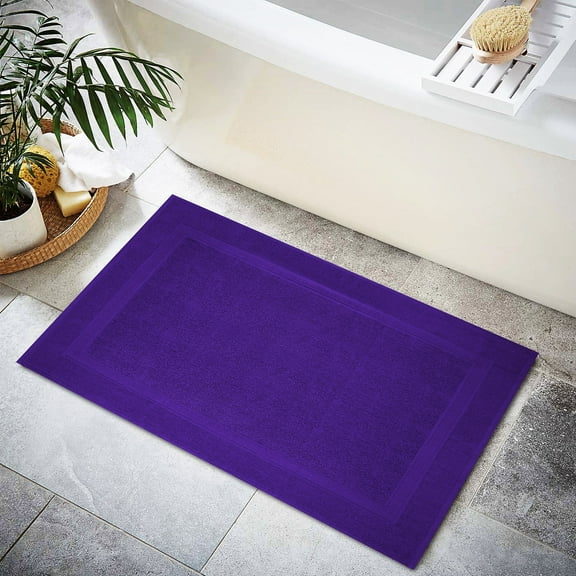 Premium Cotton Banded Purple Bath Mats Pack of 2, 22x34 inches [Not a Bathroom Rug] - Infinitee Xclusives