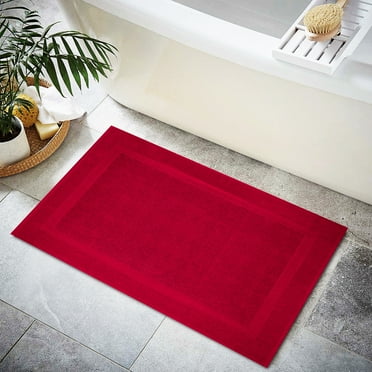 Premium Cotton Banded Red Bath Mats Pack of 2, 22x34 inches [Not a Bathroom Rug] - Infinitee Xclusives
