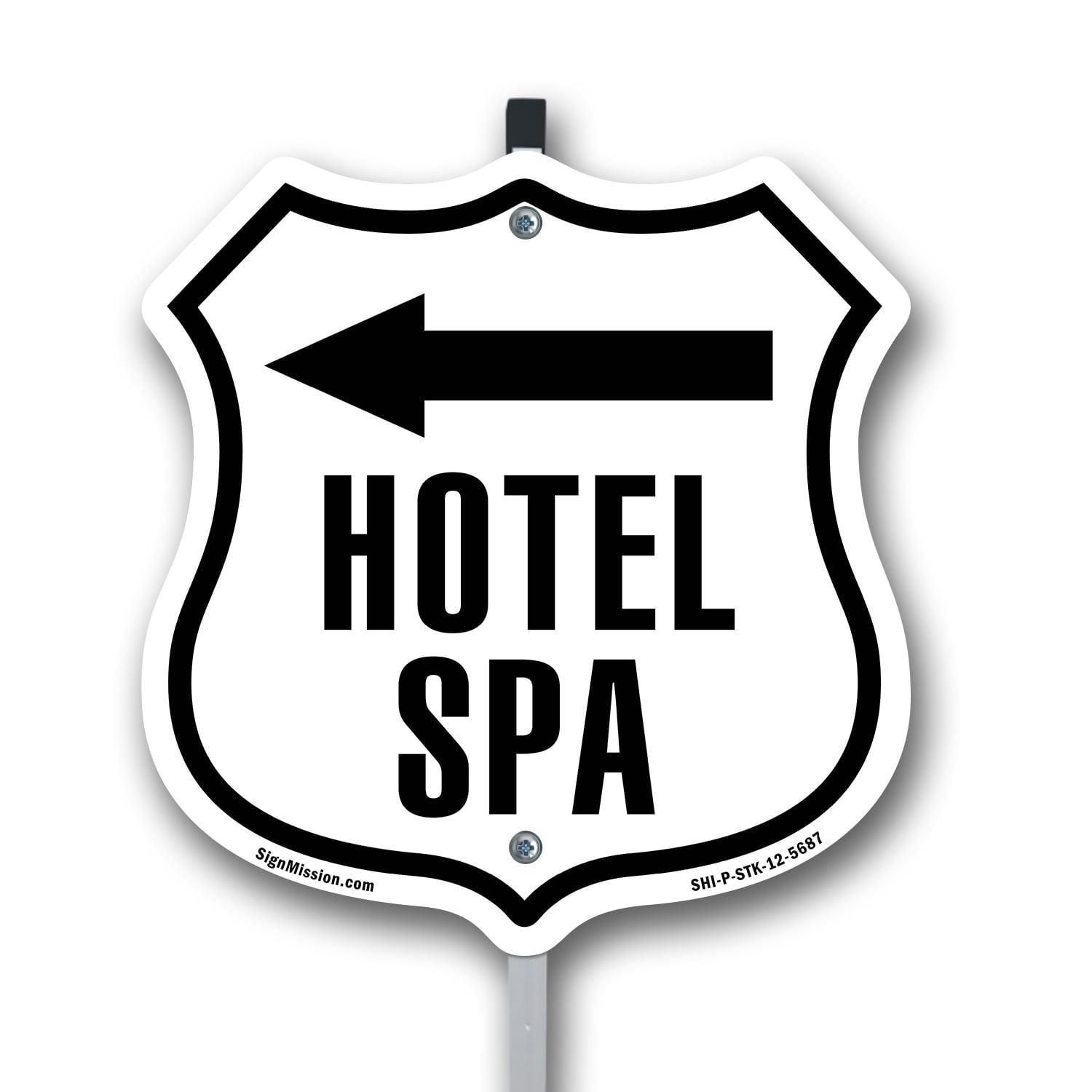 Hotel Spa Left 12 inch X 12 inch Shield Shaped Rust-Free Aluminum Metal ...