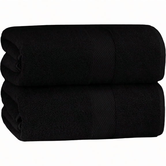 Hotel Spa Luxury Bath Sheet - 2 Pack - Oversized Extra Large 40 x 80 - Heavyweight 700 GSM 2 Ply Ringspun Cotton - Soft Absorbent Everyday Use Home Bath Easy Care Towel Set - Black