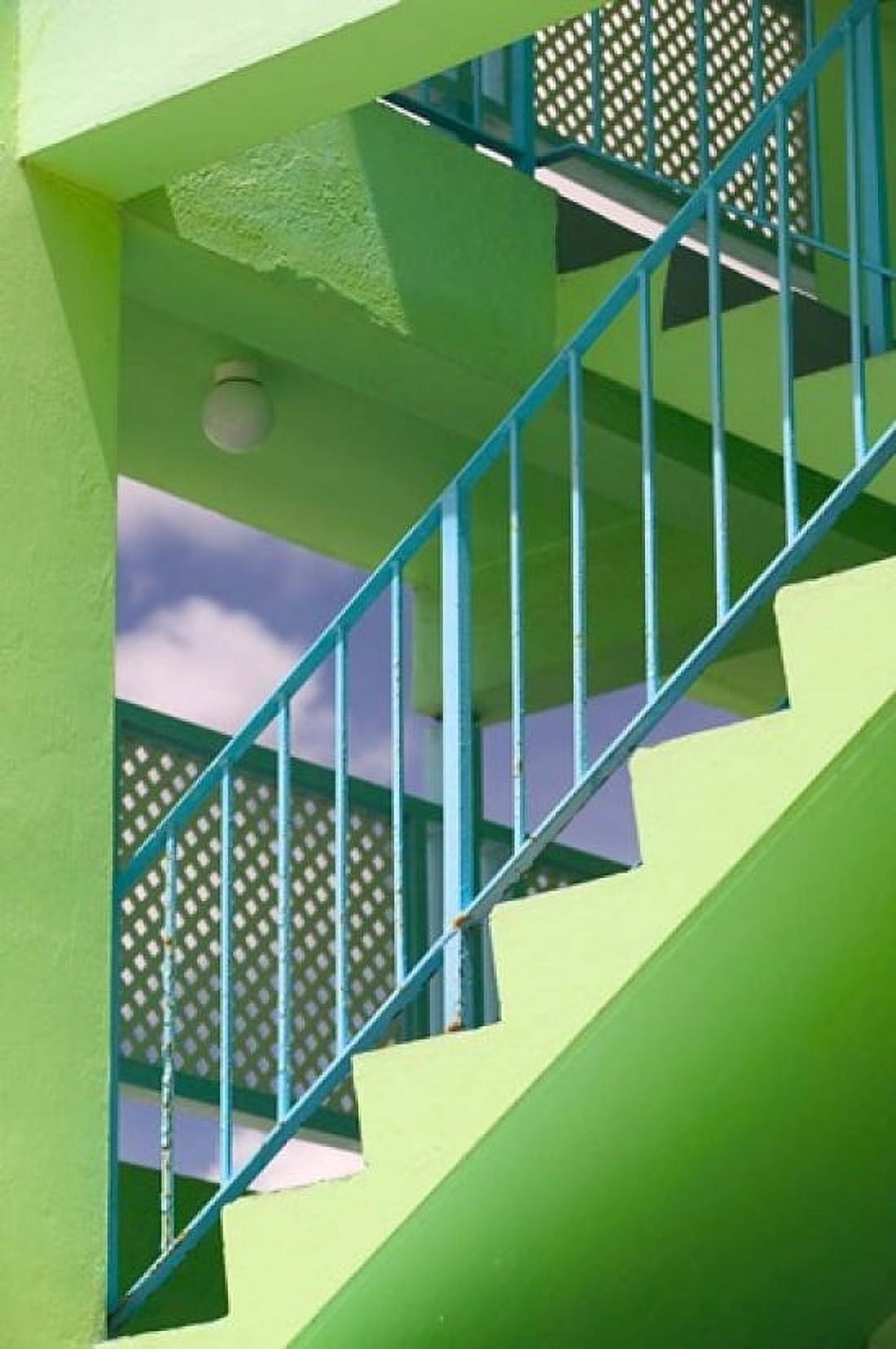Hotel Staircase (vertical) Rockley Beach Barbados Canvas Art - Walter Bibikow DanitaDelimont (23 x 34)