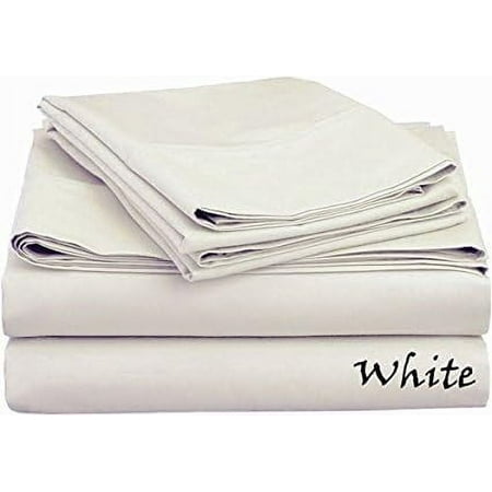 Hotel Style 100% Egyptian Cotton 4-Pieces Sheet Set Extra 2 Pillow Cases Full 1000 TC White Solid 21 Inches Deep