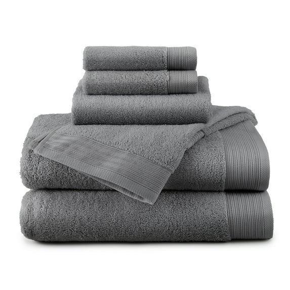 Hotel Style 100% Organic Cotton Luxury 6-Piece Towel Set, Charcoal Sky