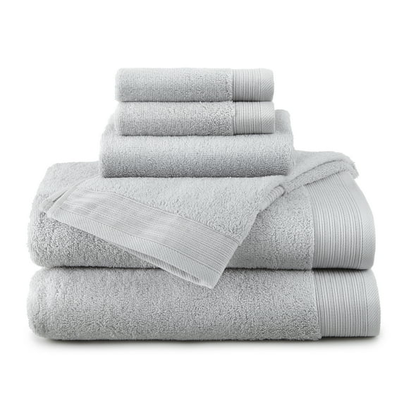 Hotel Style 100% Organic Cotton Luxury 6-Piece Towel Set, Platinum Silver