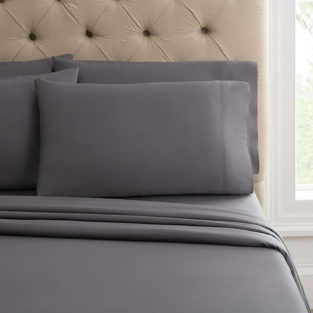 Hotel Style 1100 Thread Count Grey Flannel Cotton Rich Solid Sheet Set