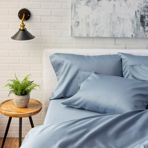 Hotel Style 1200 Thread Count Cotton Rich 6-Piece Sheet Set, Blue Linen, King