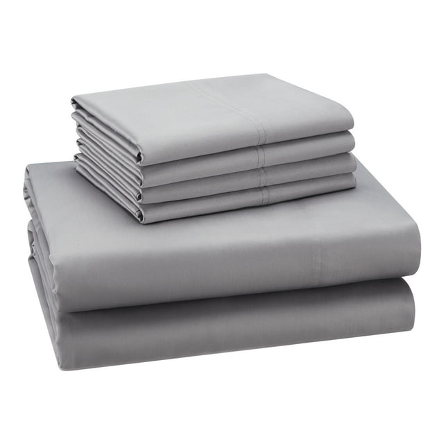 Hotel Style 1200 Thread Count Cotton Rich 6-Piece Sheet Set, Soft Silver Color, King