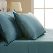 Hotel Style 2-Piece 1000 Thread Count Egyptian Cotton King Pillowcases, Teal Silk