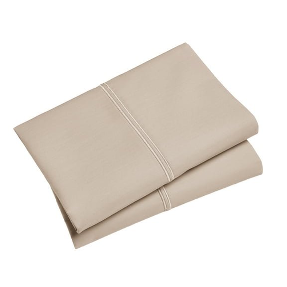 Hotel Style 300 Thread Count Taupe Pillowcase with Taupe Hem, Standard/Queen, 2 Count , Adult / Teen