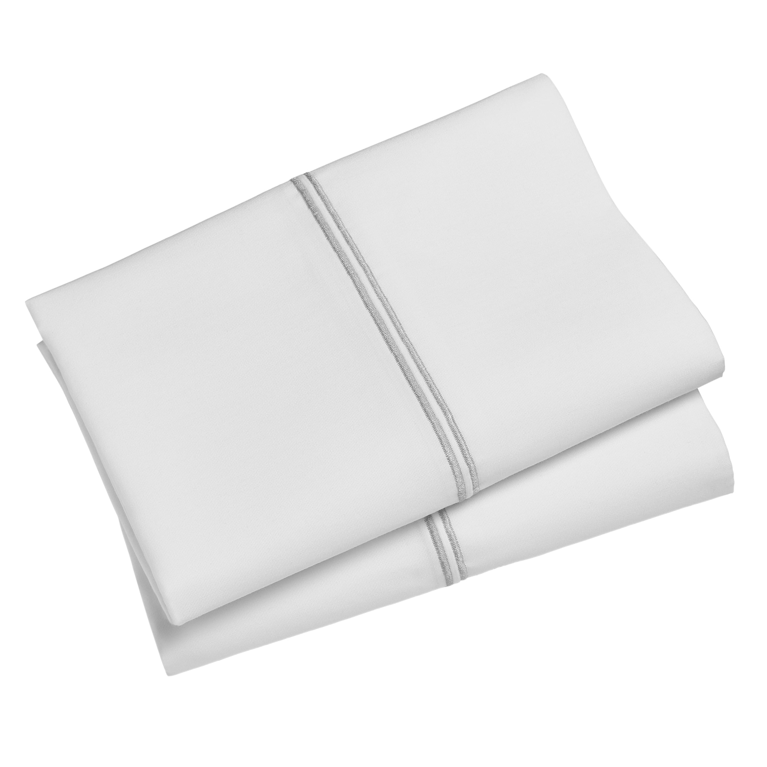 Hotel Style 300 Thread Count Pillowcases with Silver Hem, Standard/Queen, 2 Count