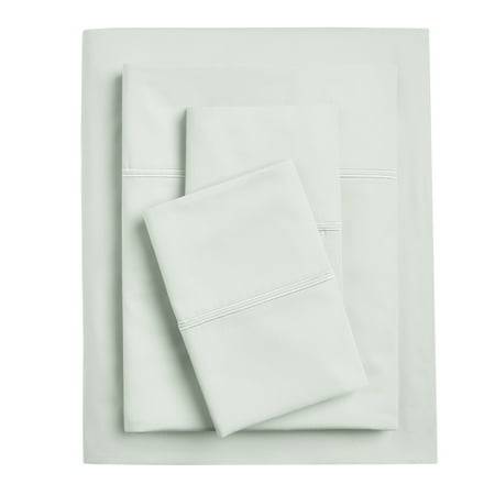 Hotel Style 4-Piece 300 Thread Count Green Pima Cotton Bed Sheet Set with Green Hem, Queen , Double marrow Hem , Adult/Teen