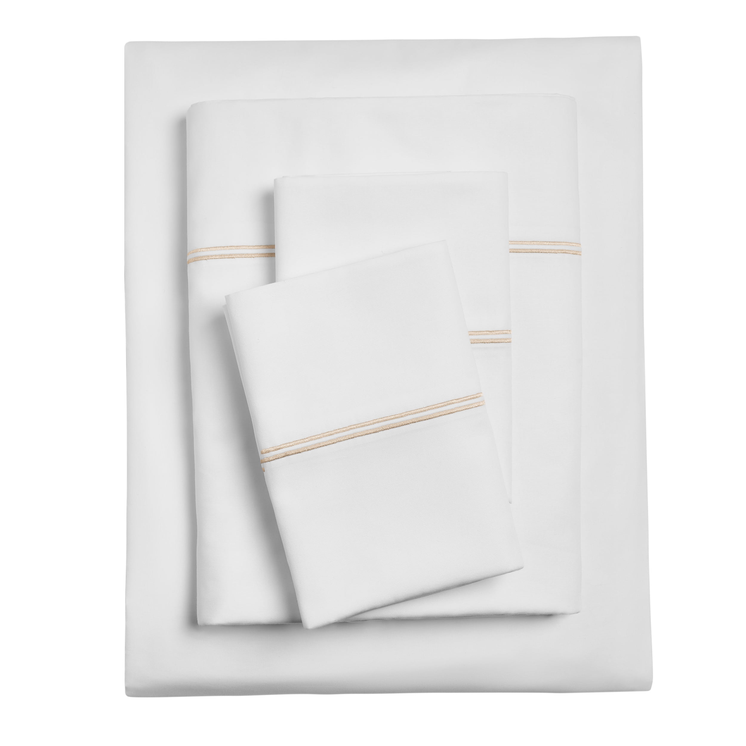 Hotel Style 4-Piece 300 Thread Count Gypsum/Wild Mushroom Pima Cotton Bed Sheet Set, King , Double marrow Hem , Adult/Teen