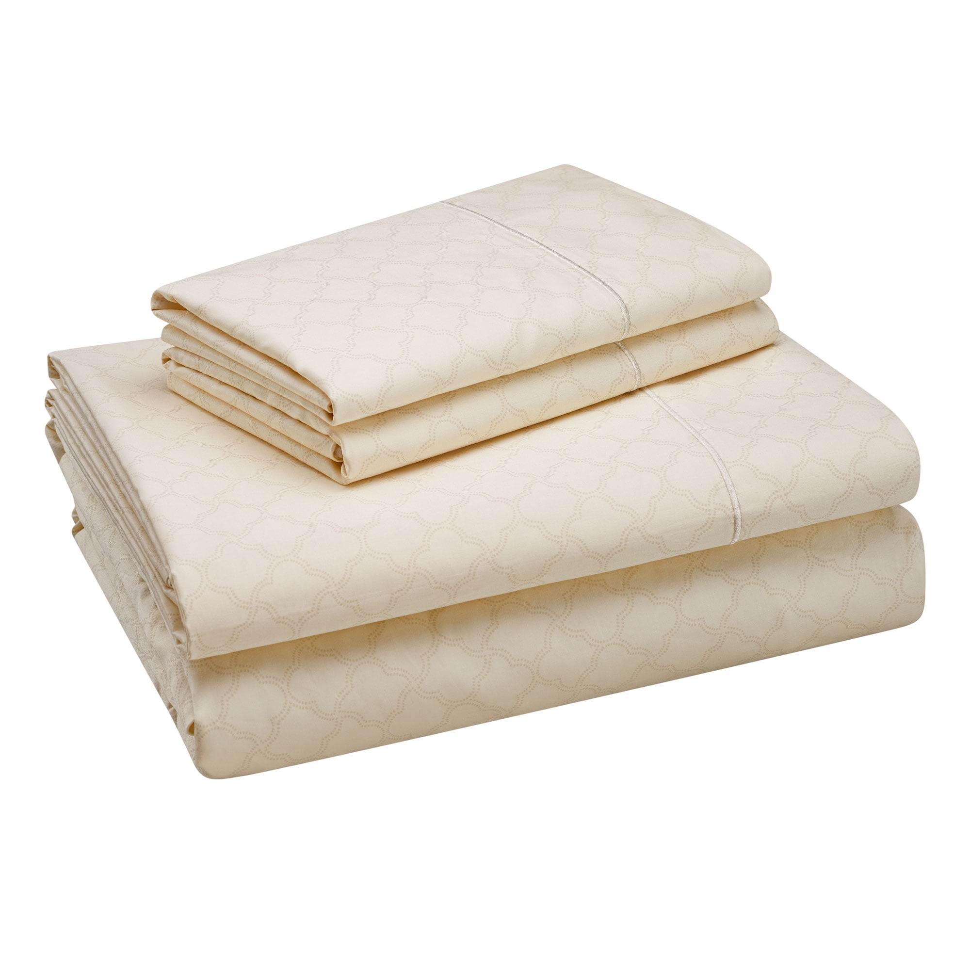 Hotel Style 4 Piece 600 Thread Count Cream Ogee Egyptian Cotton Bed Sheet Set, Queen