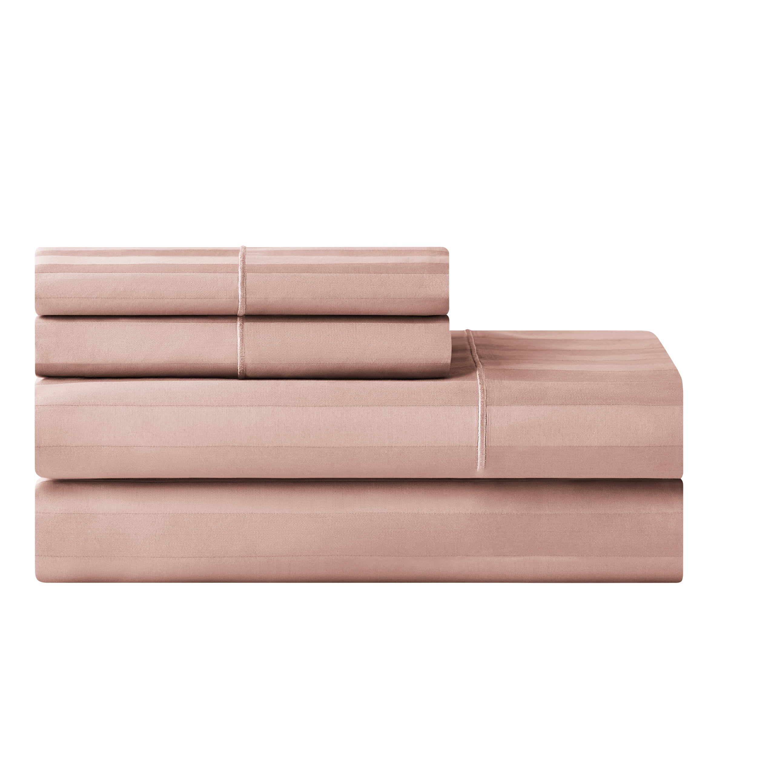 Hotel Style 4-Piece 600 Thread Count Rose Stripe Egyptian Cotton Adult Bed Sheets, Queen-Deep Pocket