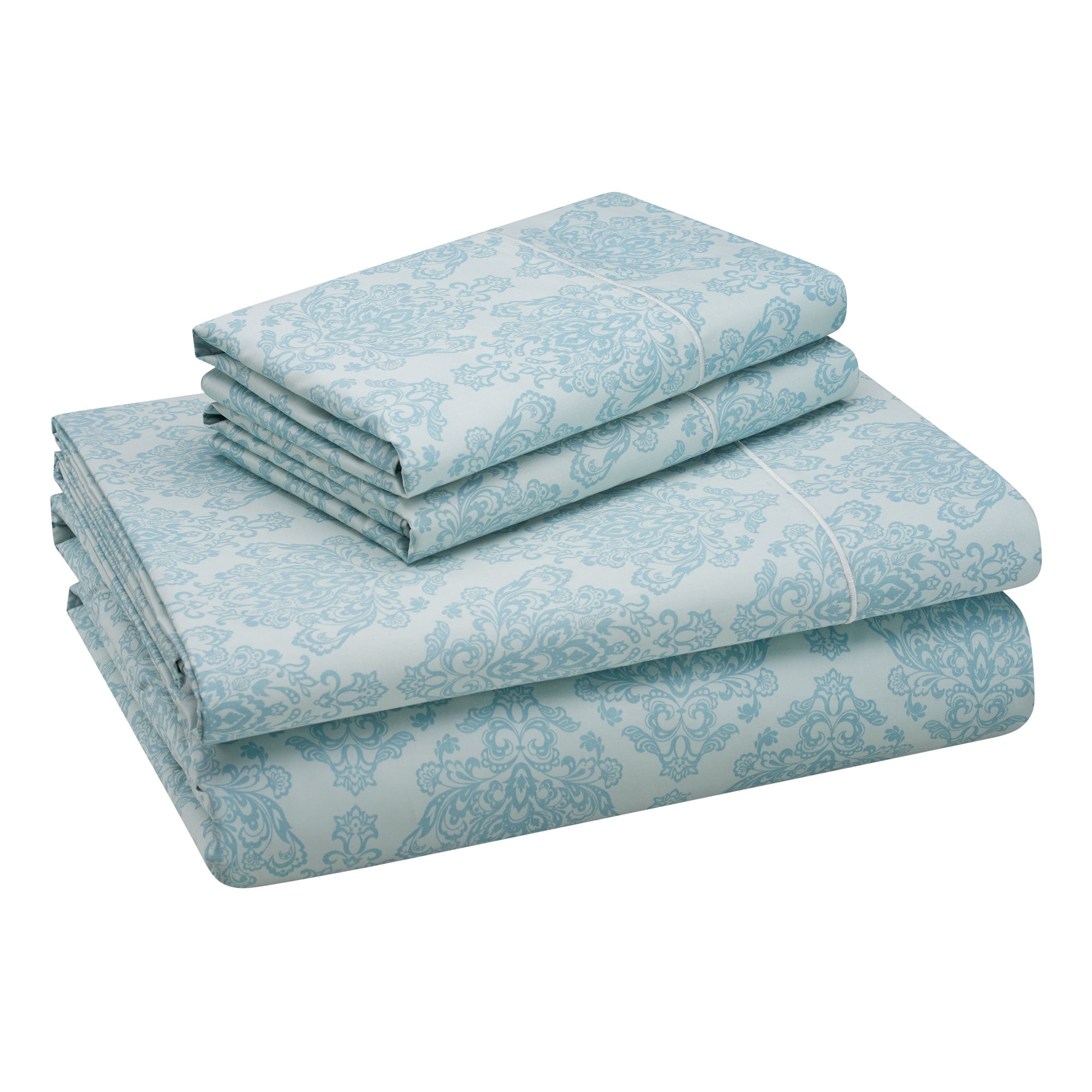 Hotel Style 4 Piece 600 Thread Count Teal Paisley Egyptian Cotton Bed Sheet Set, King
