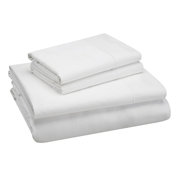 Hotel Style 4 Piece 600 Thread Count White Egyptian Cotton Bed Sheet Set, Queen
