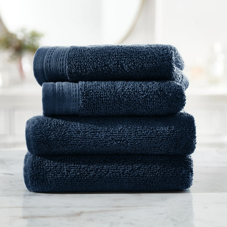 Hotel Style 4-Piece Egyptian Cotton Hand Towel and Washcloth Set, Marine  Deep