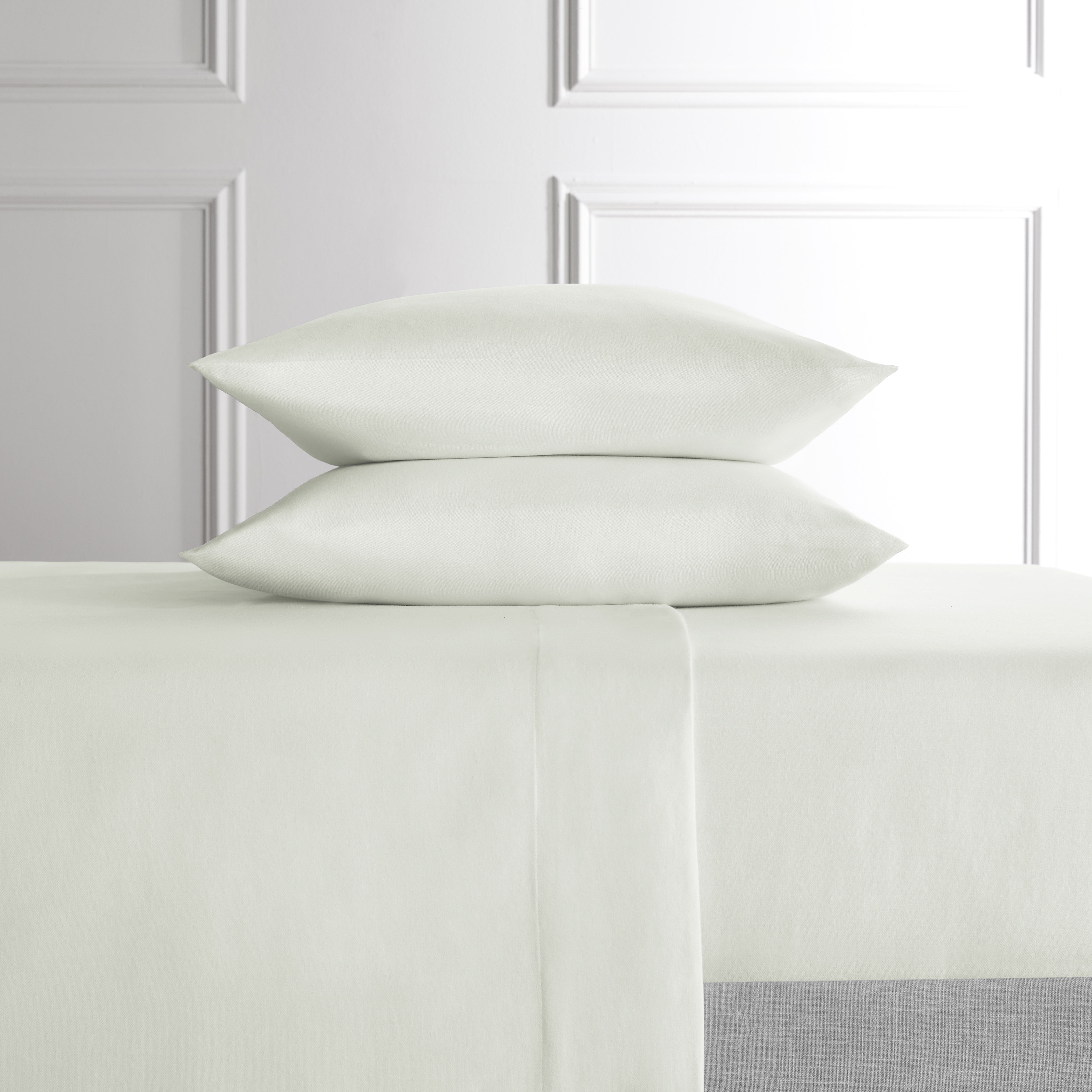 Hotel Style 4-Piece White Lyocell & Linen Blend Percale Bed Sheet Set, King
