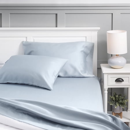 Hotel Style 500 Thread Count Tri-Blend with Lyocell Bed Sheet Set, Full, Blue Sheer Romance