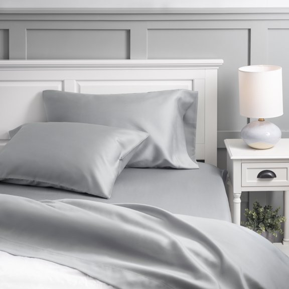 Hotel Style 500 Thread Count Tri-Blend with Lyocell Bed Sheet Set, King, Soft Silver