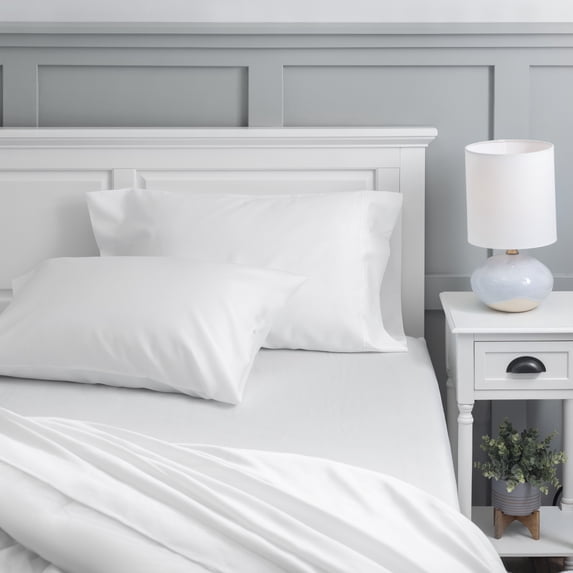 Hotel Style 500 Thread Count Tri-Blend with Lyocell Bed Sheet Set, Queen, Arctic White