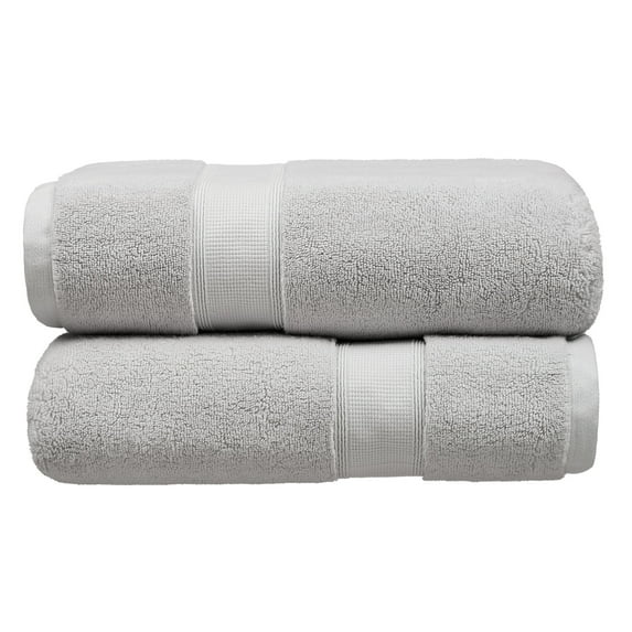 Hotel Style 58”L x 30”W Egyptian Cotton Bath Towels, Platinum Silver, 2 Pack