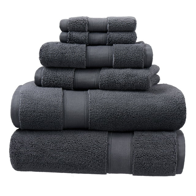 Hotel Style 6Piece Egyptian Cotton Bath Towel Set, Charcoal Sky