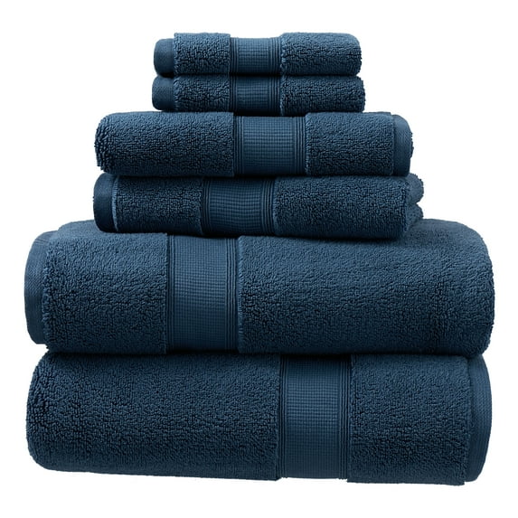 Hotel Style 6-Piece Egyptian Cotton Bath Towel Set, Marine Deep