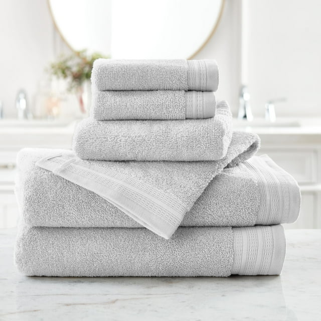 Hotel Style 6Piece Egyptian Cotton Bath Towel Set, Platinum Silver