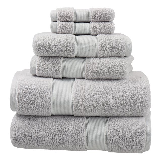 Hotel Style 6Piece Egyptian Cotton Bath Towel Set, Platinum Silver