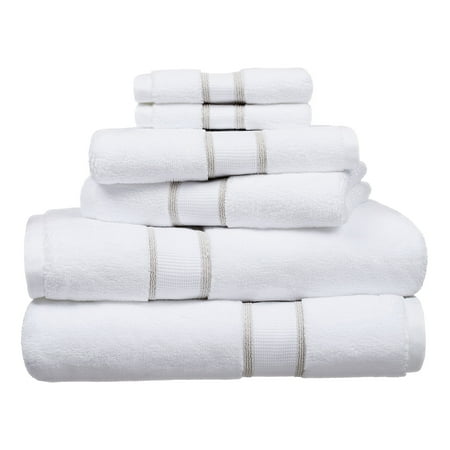 Hotel Style 6-Piece Egyptian Cotton Striped Towel Set, Birchwood