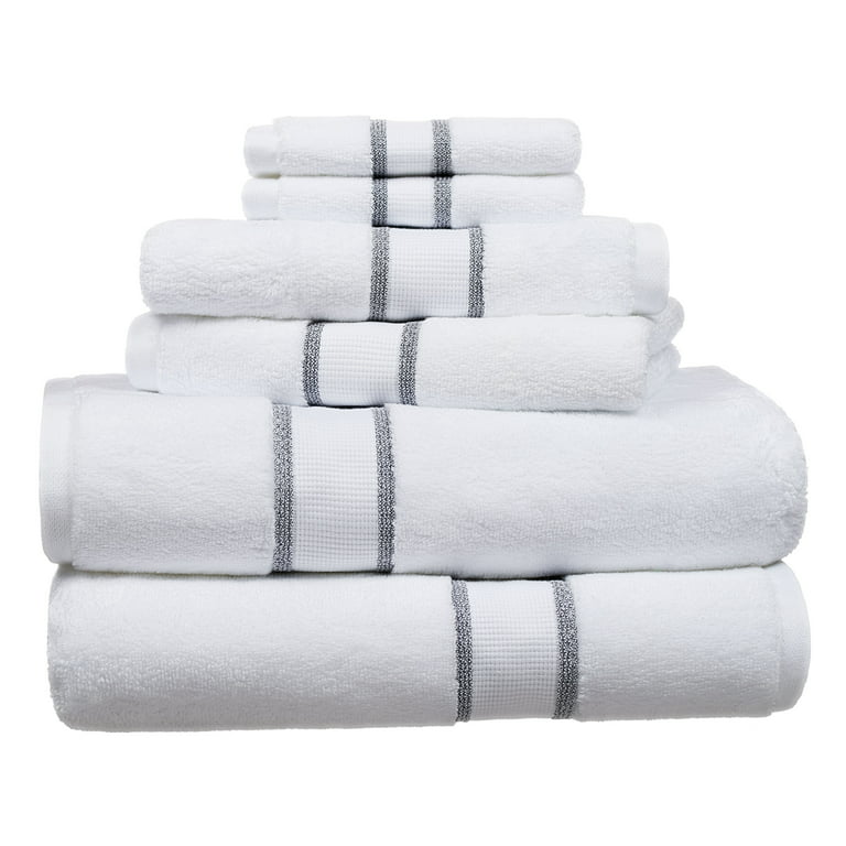 Hotel Style 6-Piece Egyptian Cotton Textured Bath Coordinate Towel Set,  Charcoal Sky 