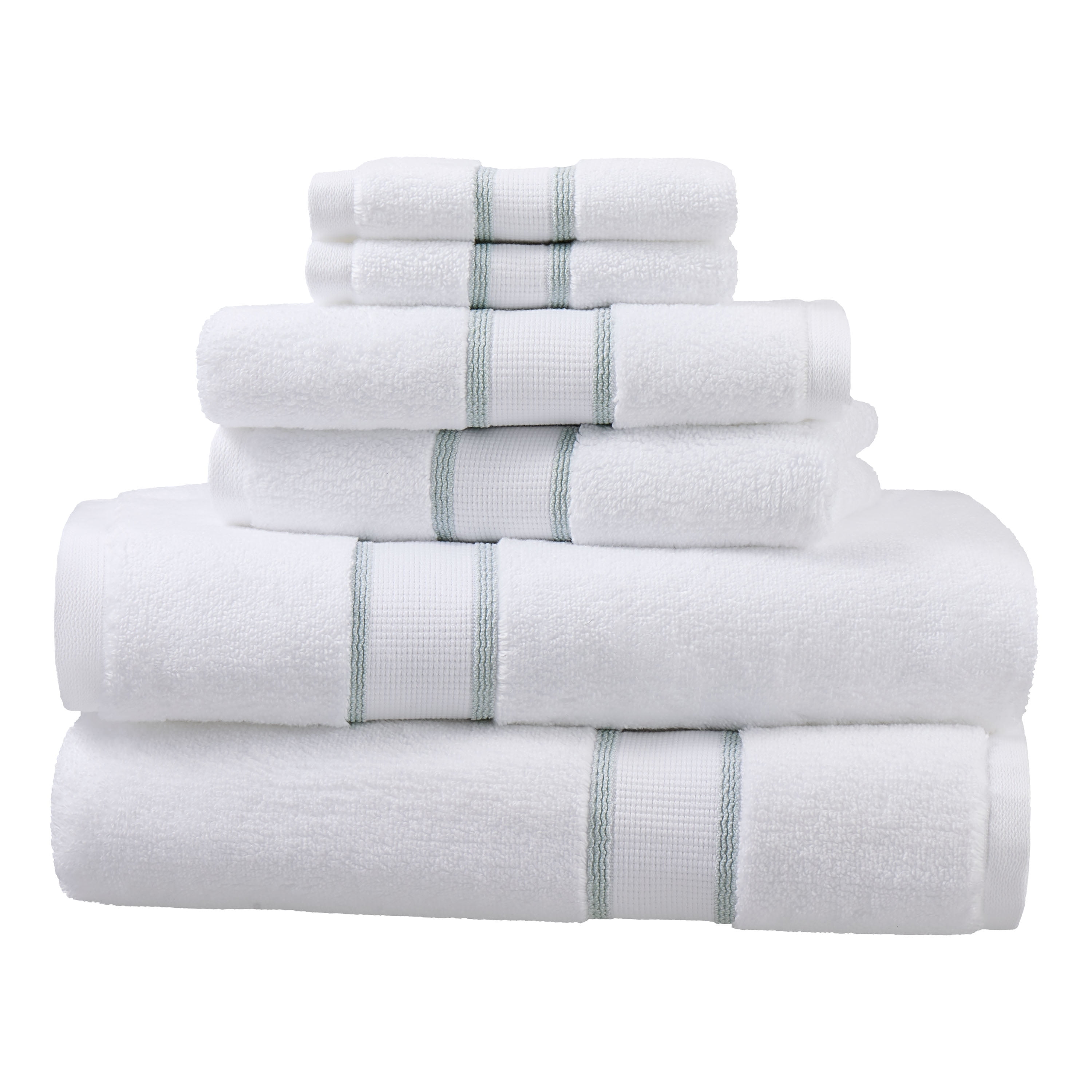 8 pc Hotel Collection DOTTED STRIPE SPA TOWEL ENSEMBLE Bath Hand