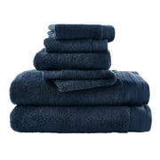 Hotel Style 6-Piece Egyptian Cotton Tencel Lyocell Bath Towel Set, Marine Deep