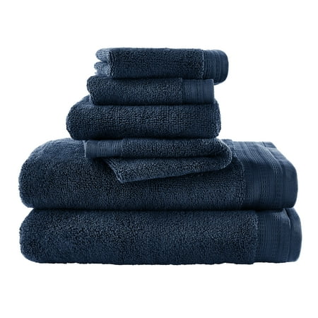 Hotel Style 6-Piece Egyptian Cotton Tencel Lyocell Bath Towel Set, Marine Deep