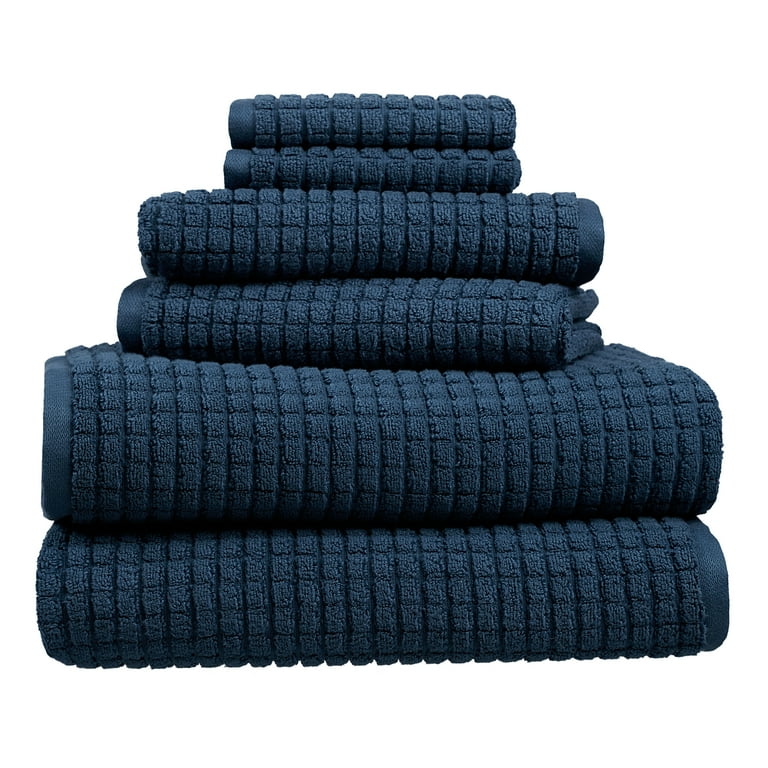 Egyptian Cotton 900 GSM Hotel Quality 3-Piece Towel Set, 1 Face, 1 Hand,  and 1 Bath Navy Blue