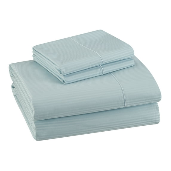 Hotel Style 600 Thread Count 100% Luxury Cotton Sheet Set, Full, Striped Teal Cloud
