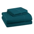 thumbnail image 1 of Hotel Style 600 Thread Count 100% Luxury Cotton Sheet Set, Queen, Striped Teal Rain Green, 1 of 7