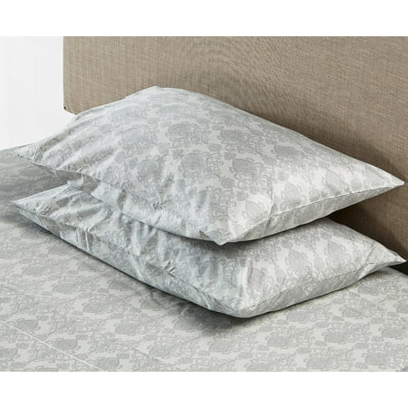 Hotel Style 600 Thread Count Gray Paisley Cotton Pillowcase, King (2 Count)