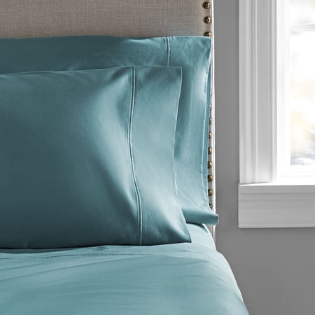 Hotel Style 600 Thread Count Teal Solid Cotton Pillowcase, Standard Queen (2 Count)