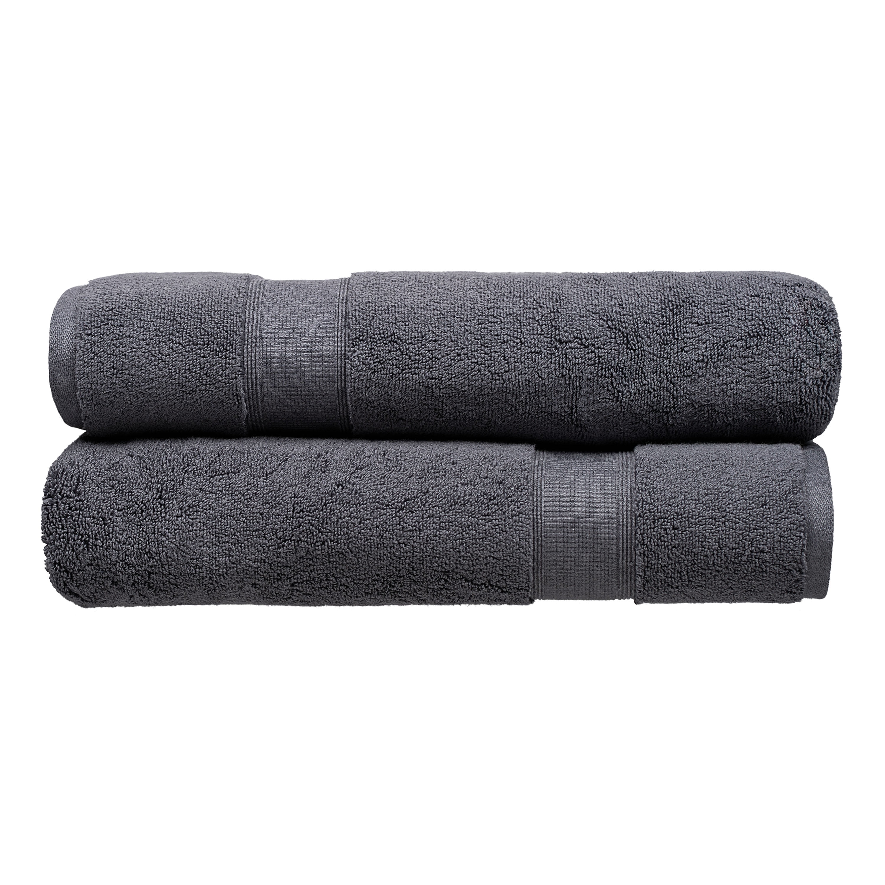 Hotel Style 70”L x 30”W Egyptian Cotton Bath Sheets, Charcoal Sky, 2