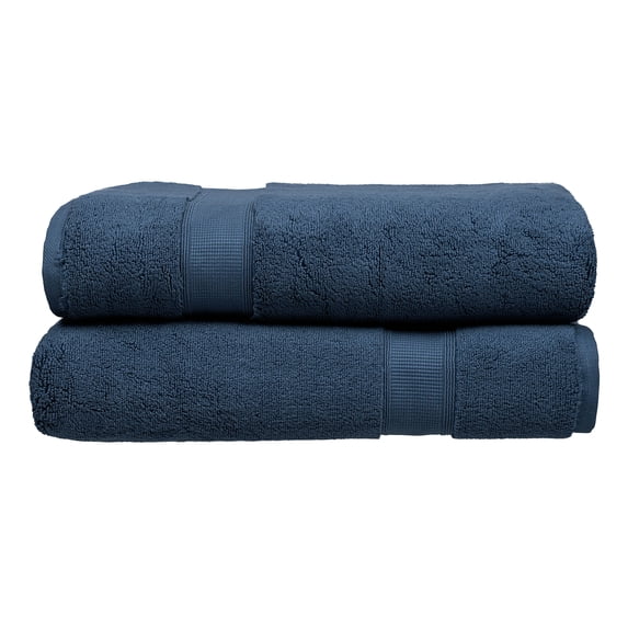 Hotel Style 70”L x 30”W Egyptian Cotton Bath Sheets, Marine Deep, 2 Pack
