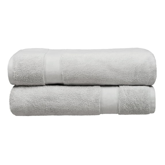 Hotel Style 70”L x 30”W Egyptian Cotton Bath Sheets, Platinum Silver, 2 Pack
